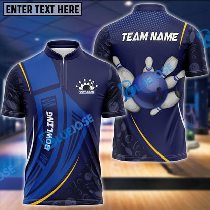 Frenzidea Bowling And Pins Curve Shield Customized Name 3D Shirt (4 Colors)