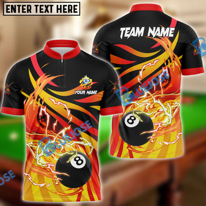 Frenzidea Billiards Ball 8 Thunder Flame Strike Personalized Name, Team Name Unisex Shirt ( 4 Colors )