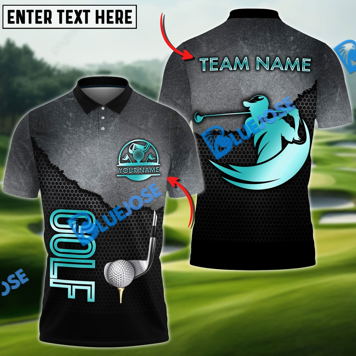 Frenzidea Golf Metal Wall Customized Name, Team Name 3D Shirts (4 Colors)