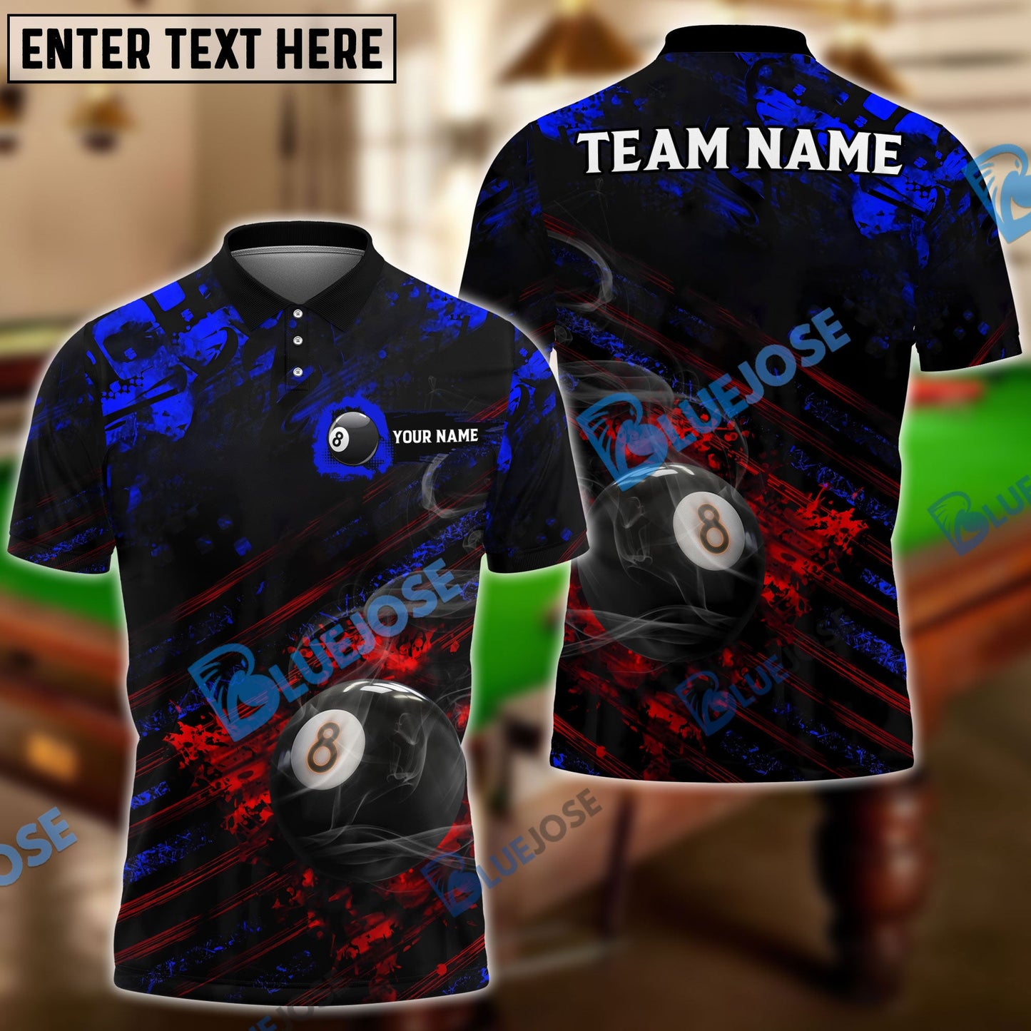 Frenzidea Billiards Ball 8 Balance Grunge Personalized Name, Team Name Unisex Shirt ( 4 Colors )