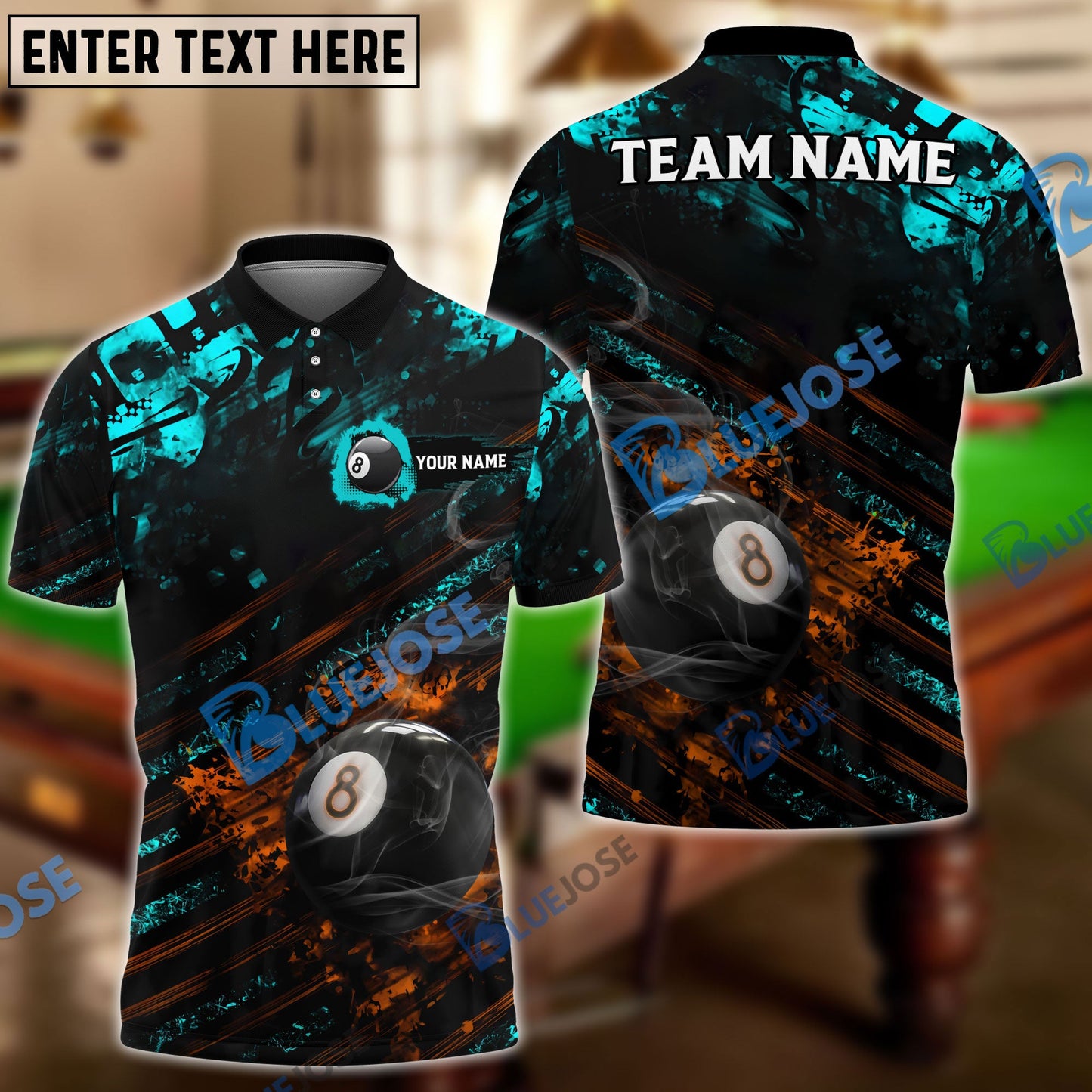 Frenzidea Billiards Ball 8 Balance Grunge Personalized Name, Team Name Unisex Shirt ( 4 Colors )
