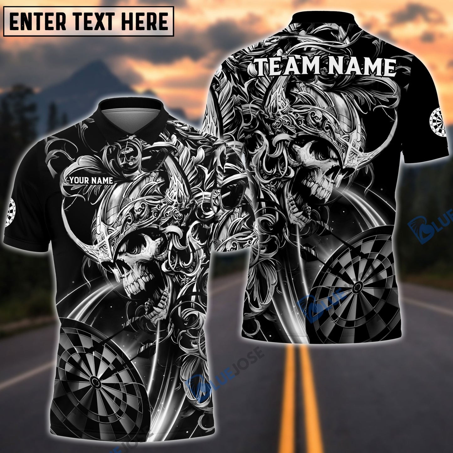 Frenzidea Darts Viking Skull Warrior  Personalized Name, Team Name 3D Shirt