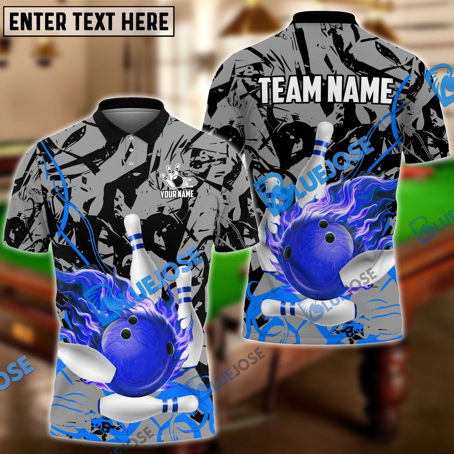Frenzidea Bowling And Pins Bloody Flaming Strike Customized Name 3D Shirt (4 Colors)