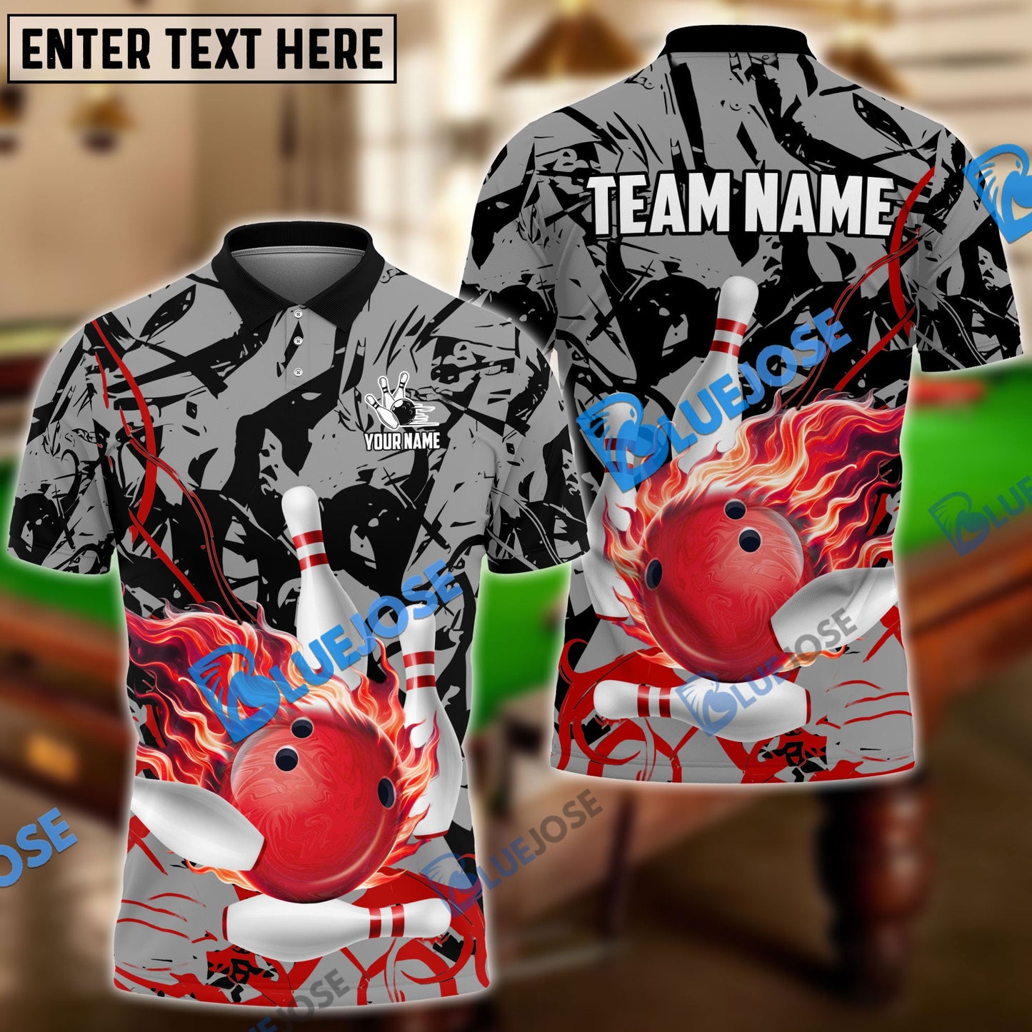 Frenzidea Bowling And Pins Bloody Flaming Strike Customized Name 3D Shirt (4 Colors)