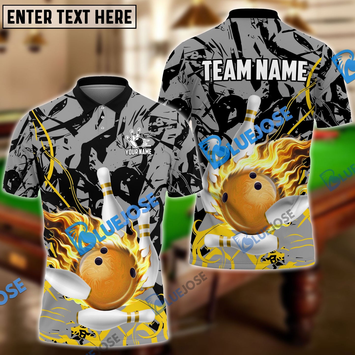 Frenzidea Bowling And Pins Bloody Flaming Strike Customized Name 3D Shirt (4 Colors)