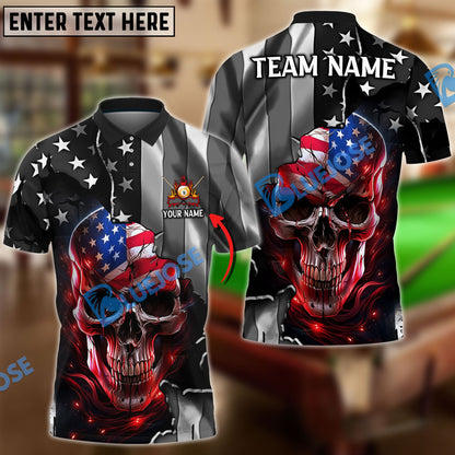 Frenzidea Billiard Ball 9 American Skull Metal Art Personalized Name, Team Name Unisex Shirt