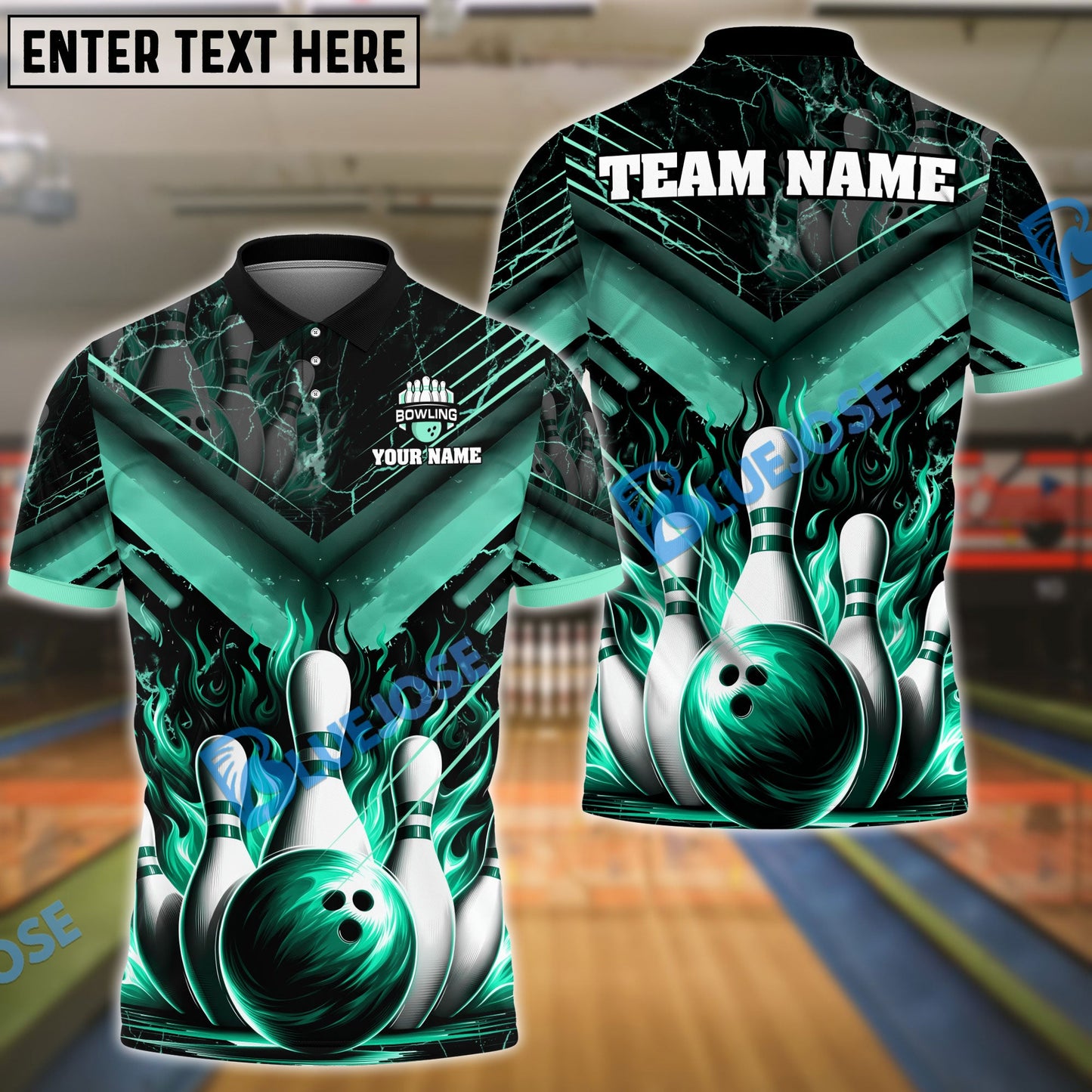 Frenzideas Bowling And Pins Flame From Hell Multicolor Customized Name 3D Shirt ( 4 Colors )