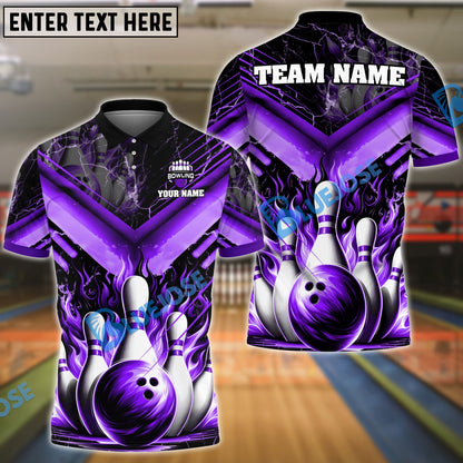 Frenzideas Bowling And Pins Flame From Hell Multicolor Customized Name 3D Shirt ( 4 Colors )