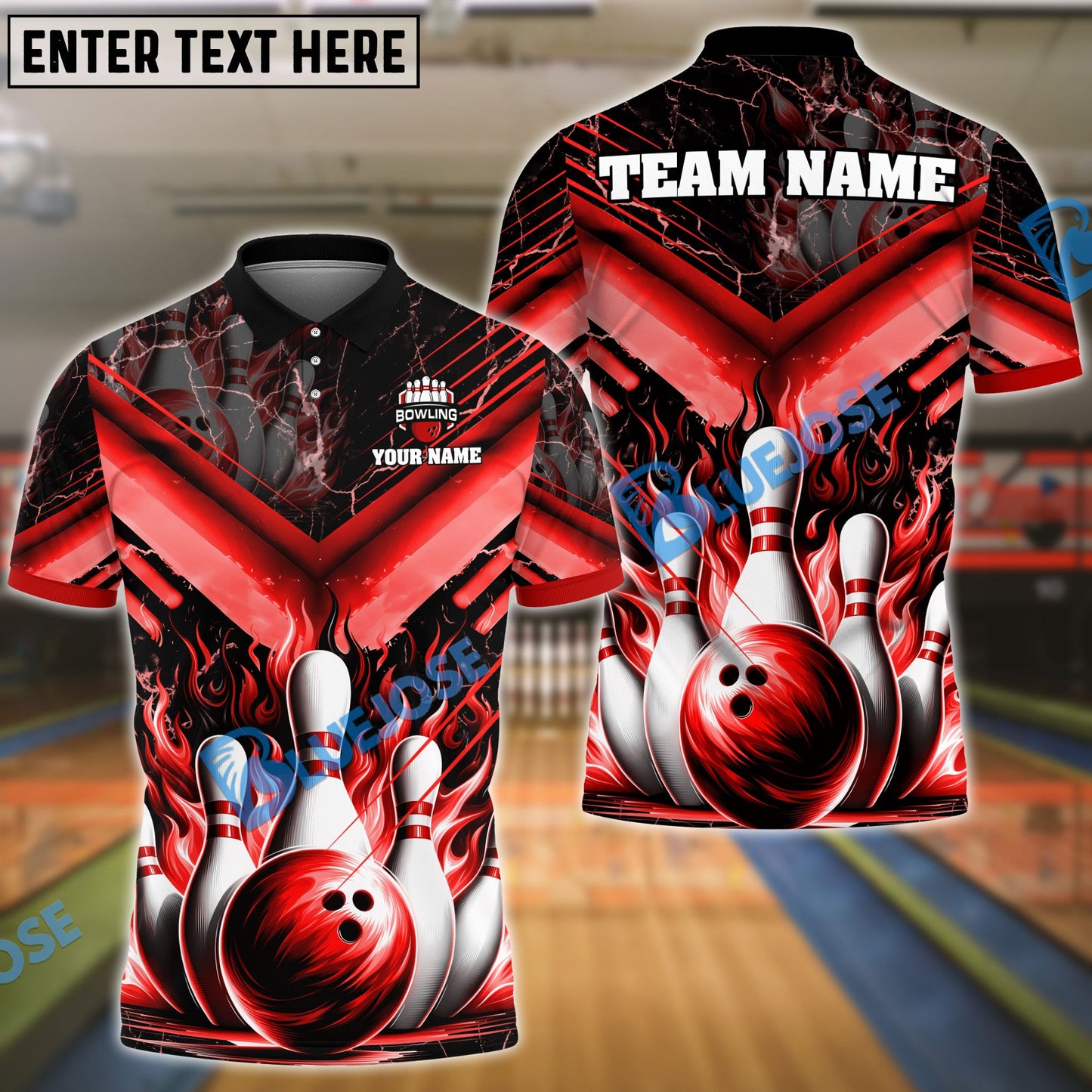 Frenzideas Bowling And Pins Flame From Hell Multicolor Customized Name 3D Shirt ( 4 Colors )
