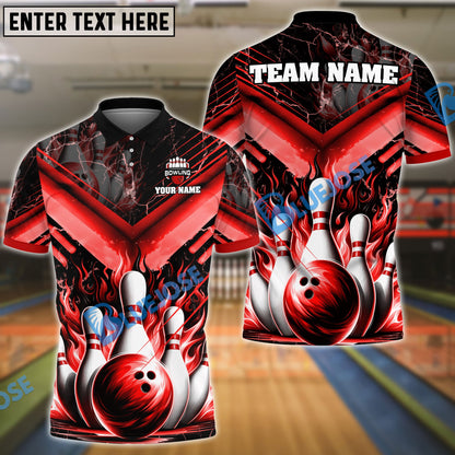 Frenzideas Bowling And Pins Flame From Hell Multicolor Customized Name 3D Shirt ( 4 Colors )