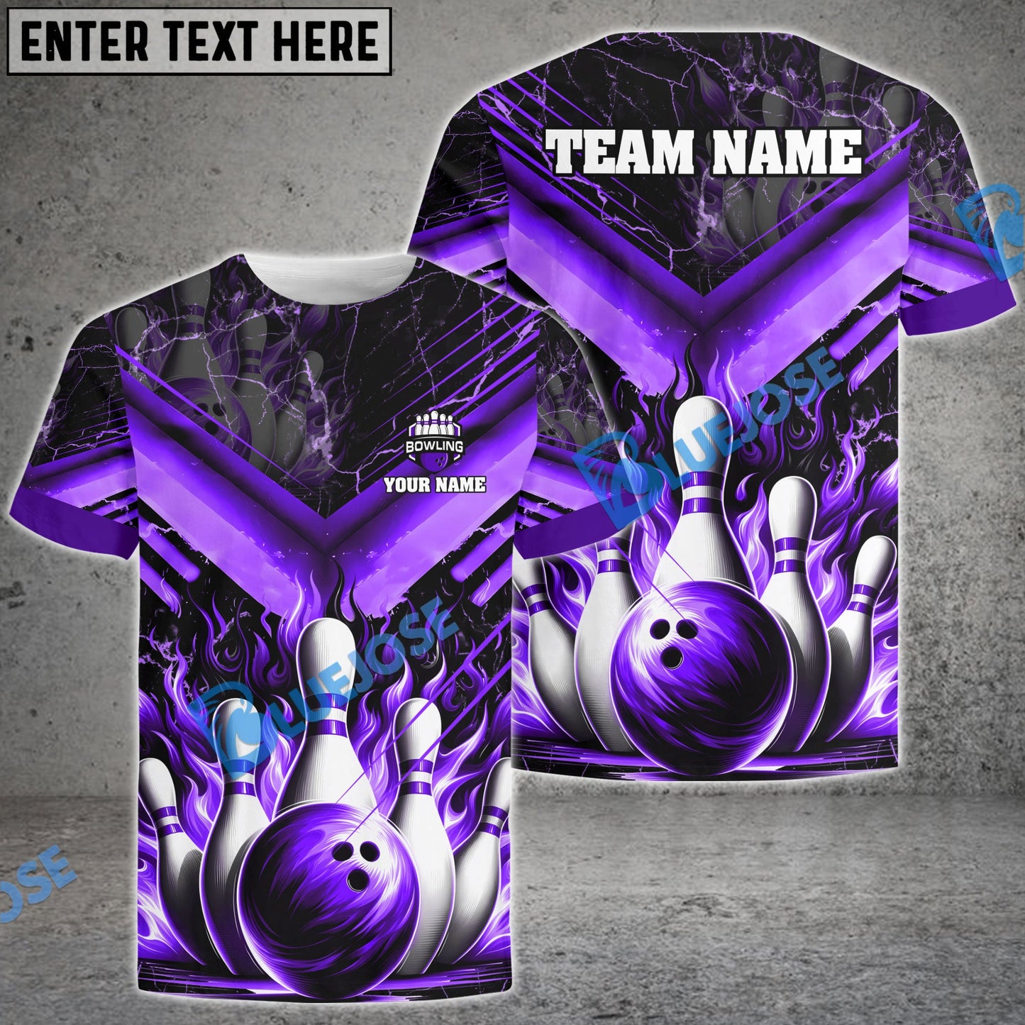Frenzideas Bowling And Pins Flame From Hell Multicolor Customized Name 3D Shirt ( 4 Colors )