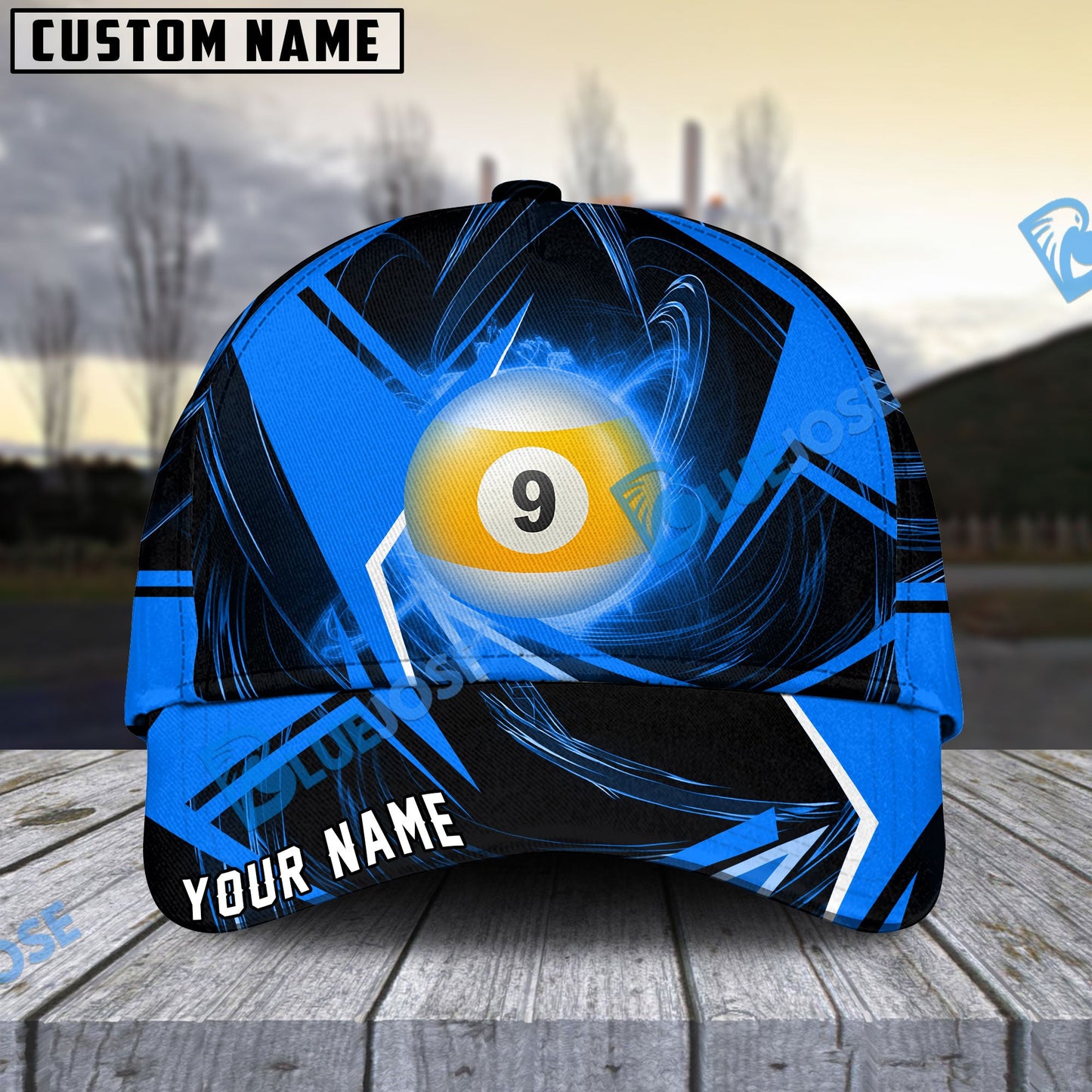 Frenzidea Billiards Ball 9 Stormeye Personalized Name Cap (6 Colors)