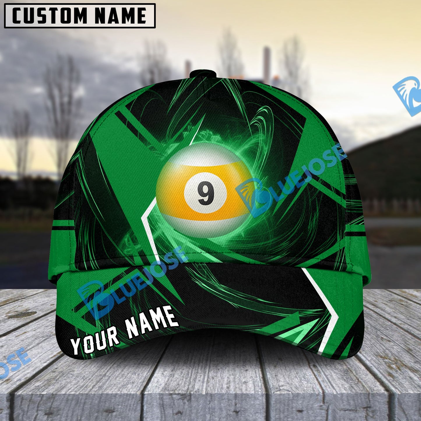 Frenzidea Billiards Ball 9 Stormeye Personalized Name Cap (6 Colors)