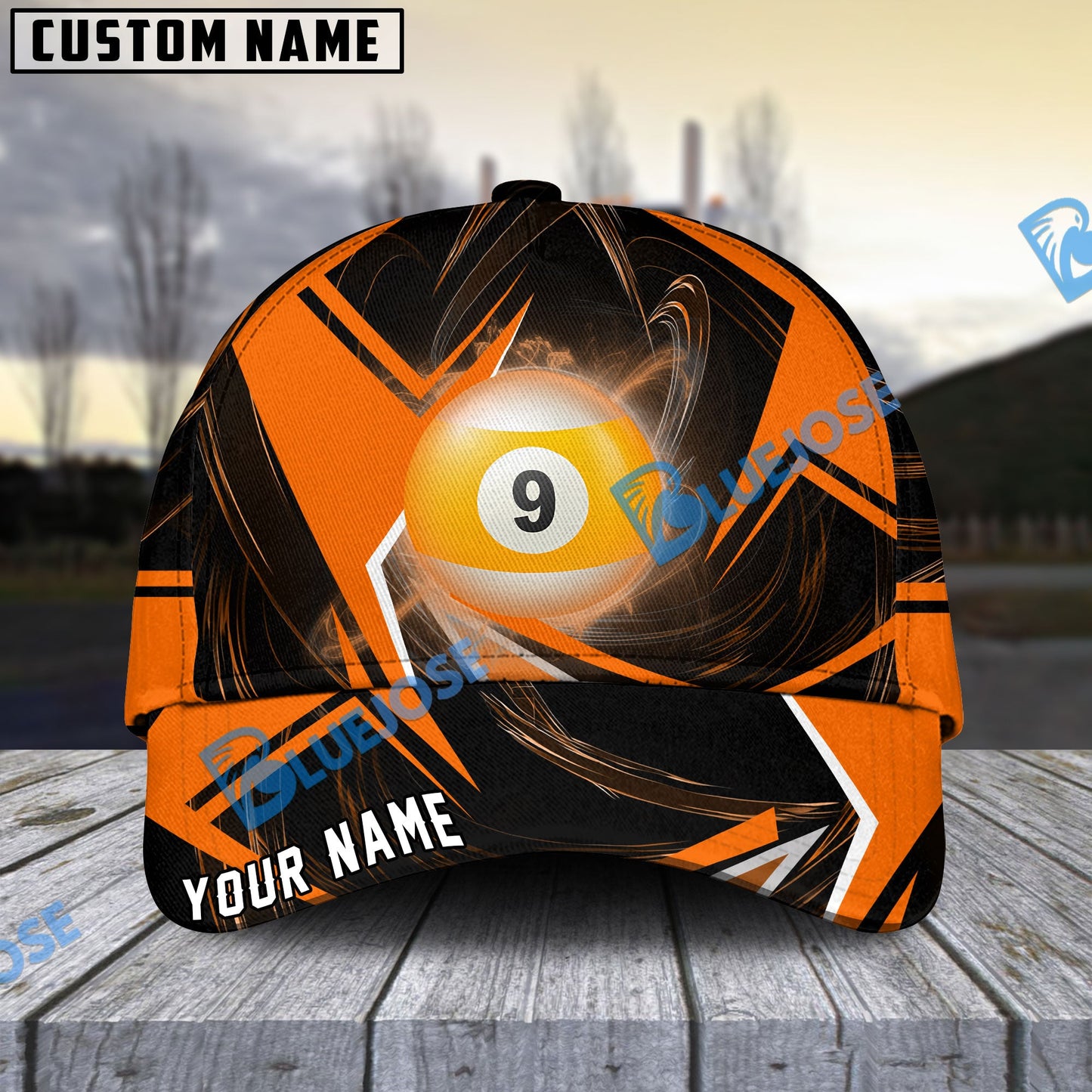 Frenzidea Billiards Ball 9 Stormeye Personalized Name Cap (6 Colors)