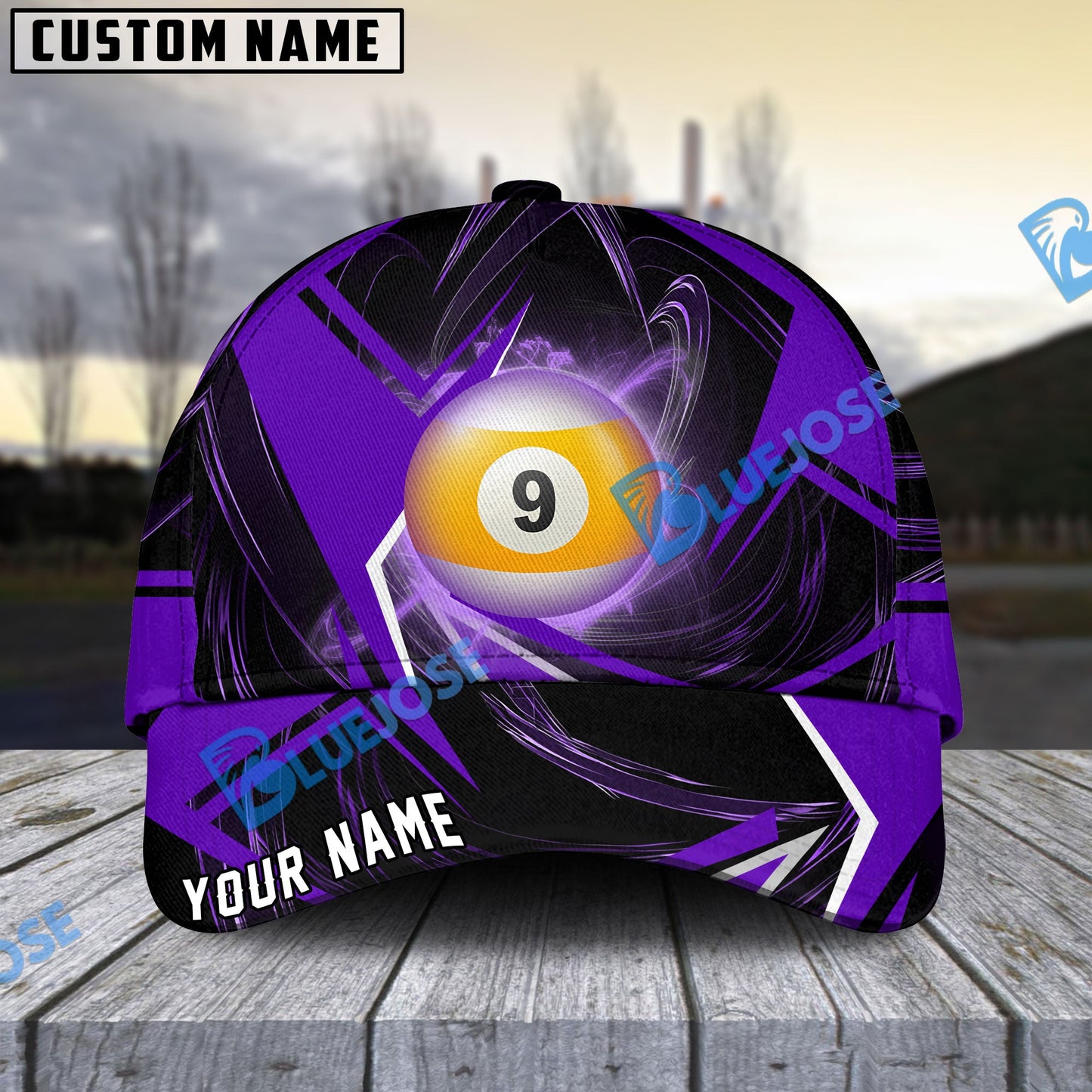 Frenzidea Billiards Ball 9 Stormeye Personalized Name Cap (6 Colors)