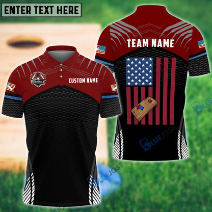 Frenzidea Cornhole Sport America Personalized Name, Team Name Shirt ( 4 Colors )