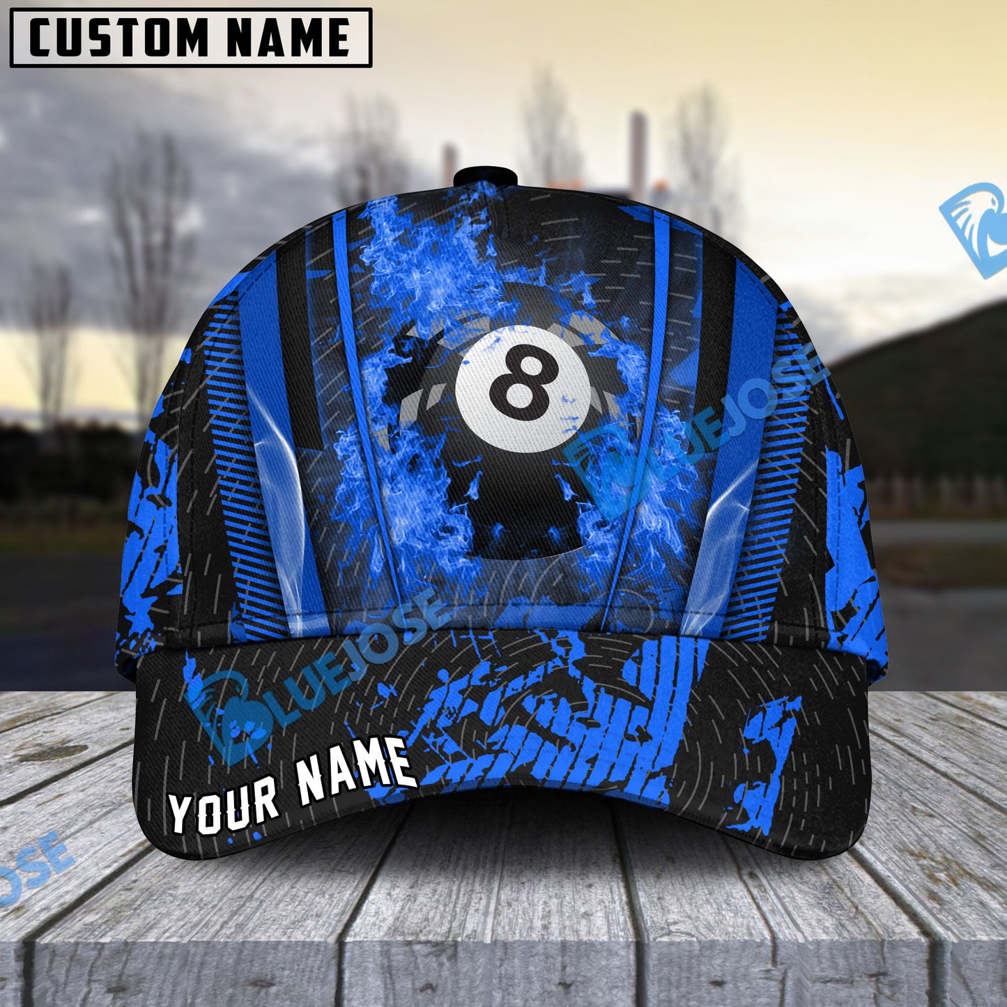 Frenzidea Billiards Ball 8 Abstract Grunge Texture Personalized Name Cap (5 Colors)