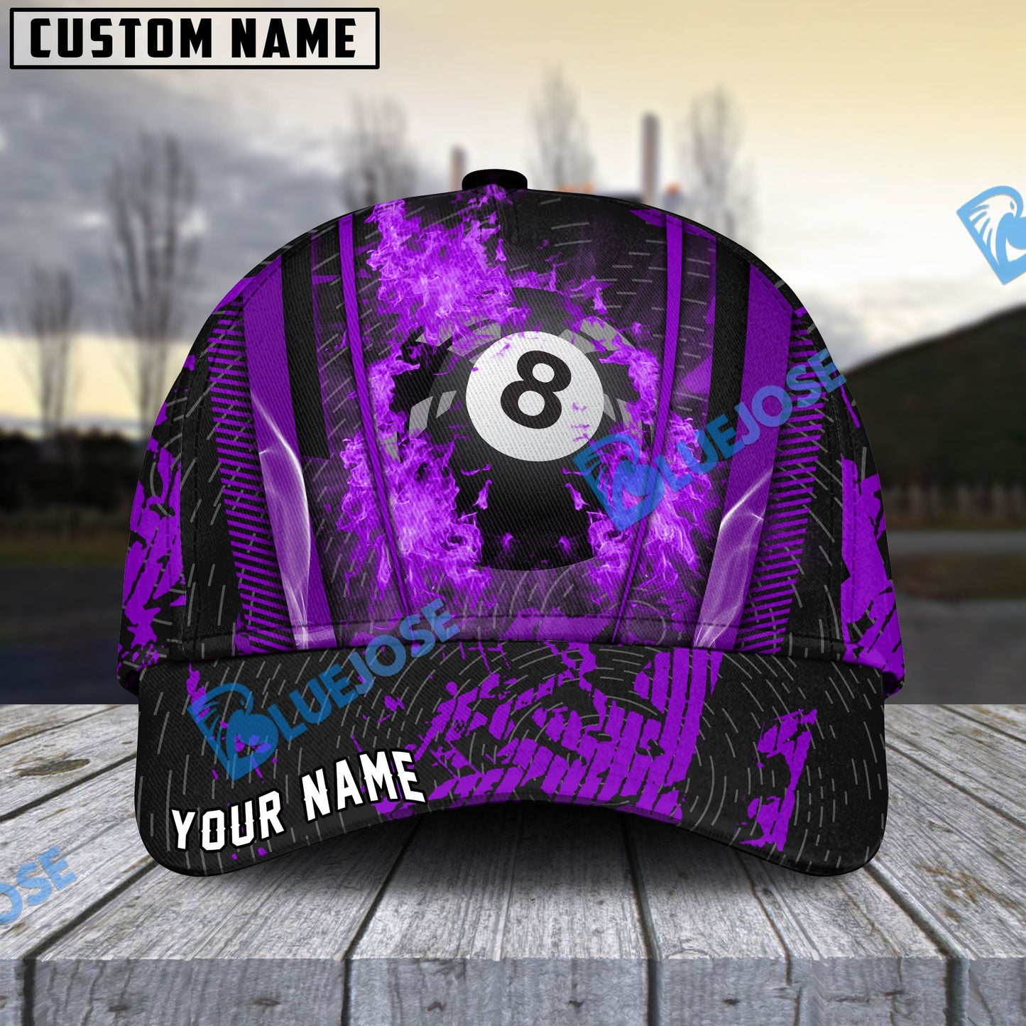 Frenzidea Billiards Ball 8 Abstract Grunge Texture Personalized Name Cap (5 Colors)