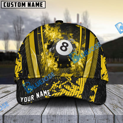 Frenzidea Billiards Ball 8 Abstract Grunge Texture Personalized Name Cap (5 Colors)