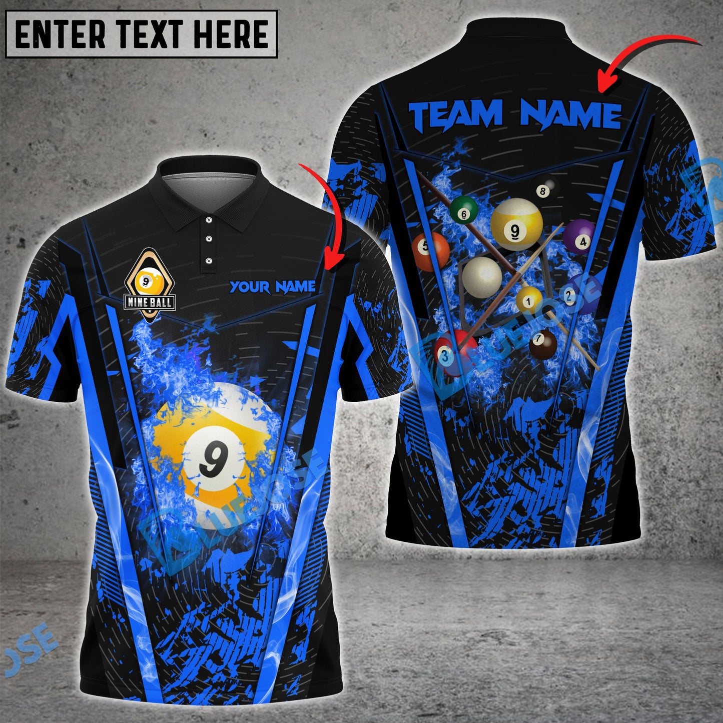 Frenzidea Billiards Ball 9 Abstract Grunge Texture Personalized Name, Team Name Unisex Shirt ( 6 Colors )