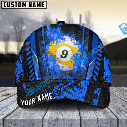 Frenzidea Billiards Ball 9 Abstract Grunge Texture Personalized Name Cap (5 Colors)