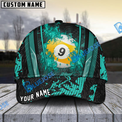 Frenzidea Billiards Ball 9 Abstract Grunge Texture Personalized Name Cap (5 Colors)