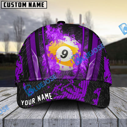 Frenzidea Billiards Ball 9 Abstract Grunge Texture Personalized Name Cap (5 Colors)