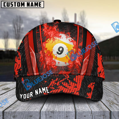 Frenzidea Billiards Ball 9 Abstract Grunge Texture Personalized Name Cap (5 Colors)