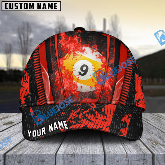 Frenzidea Billiards Ball 9 Abstract Grunge Texture Personalized Name Cap (5 Colors)