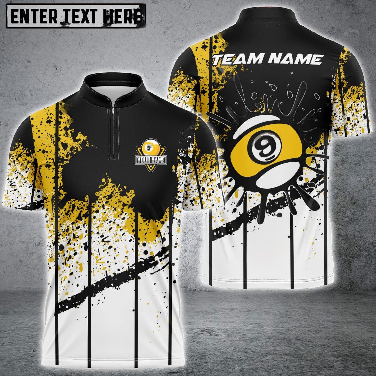 Frenzidea Billiards 9 Ball Ink Art Personalized Name, Team Name Shirt