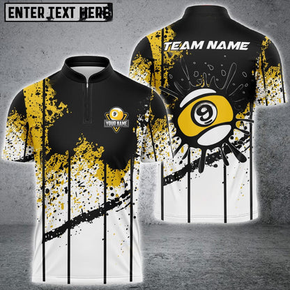 Frenzidea Billiards 9 Ball Ink Art Personalized Name, Team Name Shirt
