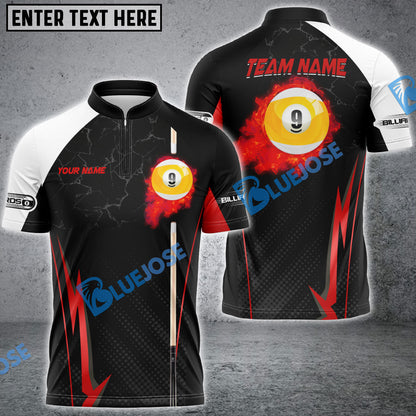 Frenzidea Billiards Ball 9 Fire Cue Personalized Name, Team Name Unisex Shirt ( 4 Colors )