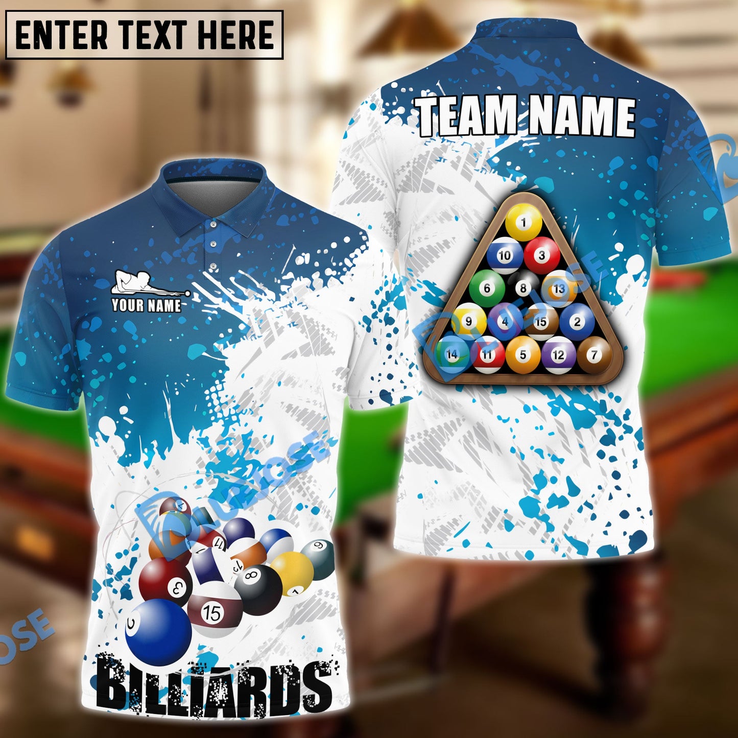 Frenzidea Billiards Ball 8 Retro Paint Style Personalized Name, Team Name Unisex Shirt ( 4 Colors )
