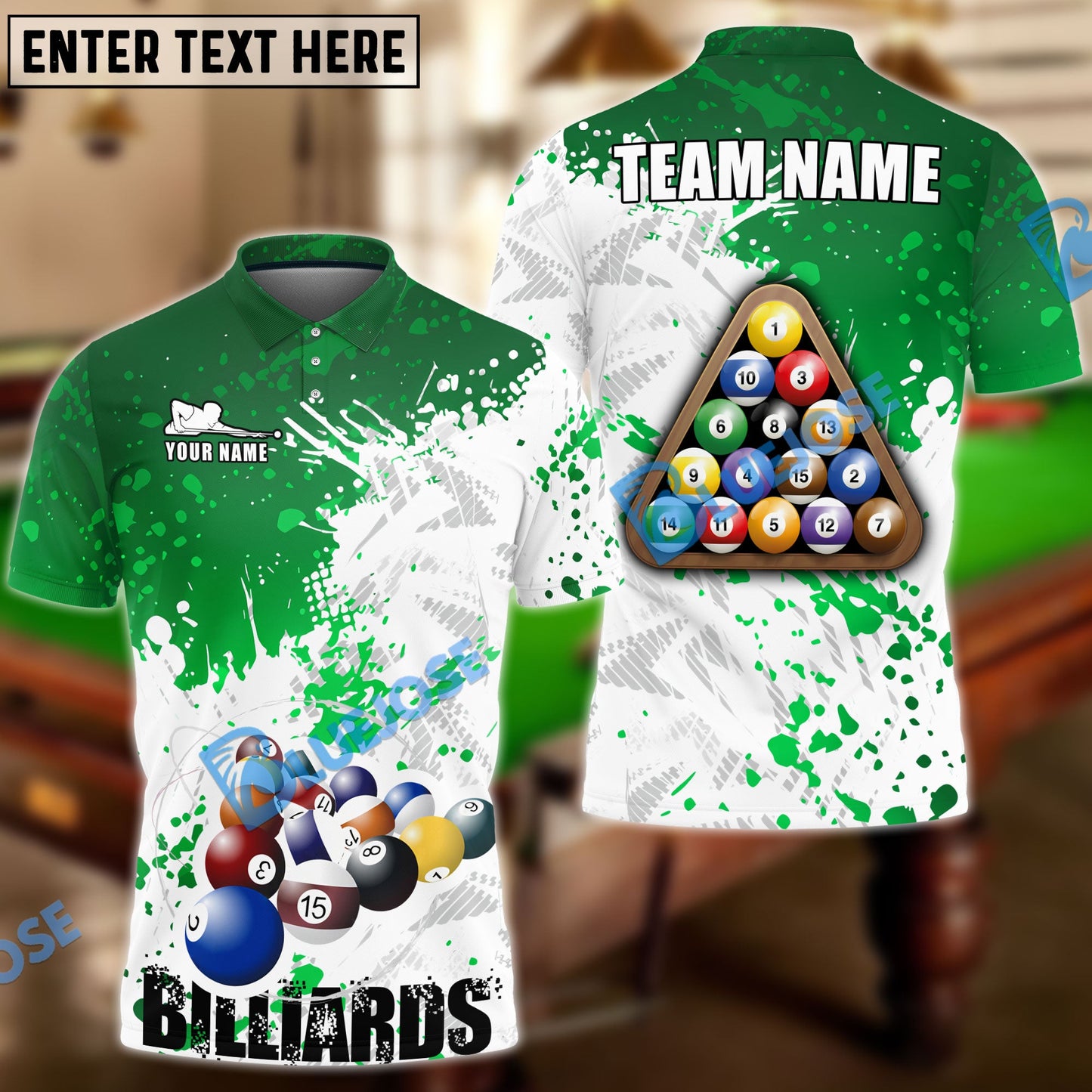 Frenzidea Billiards Ball 8 Retro Paint Style Personalized Name, Team Name Unisex Shirt ( 4 Colors )