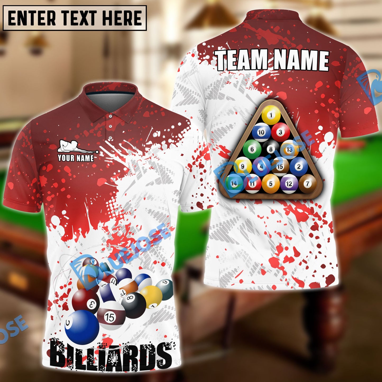 Frenzidea Billiards Ball 8 Retro Paint Style Personalized Name, Team Name Unisex Shirt ( 4 Colors )