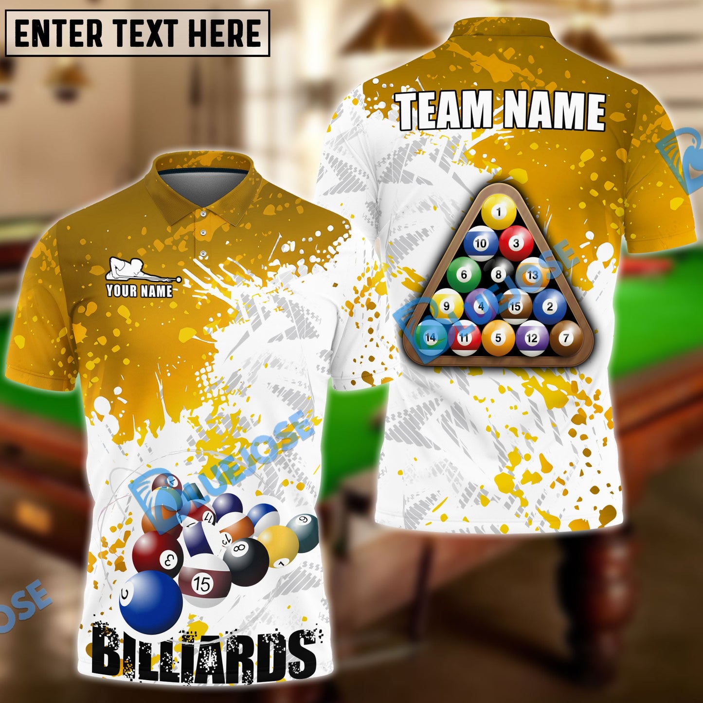 Frenzidea Billiards Ball 8 Retro Paint Style Personalized Name, Team Name Unisex Shirt ( 4 Colors )