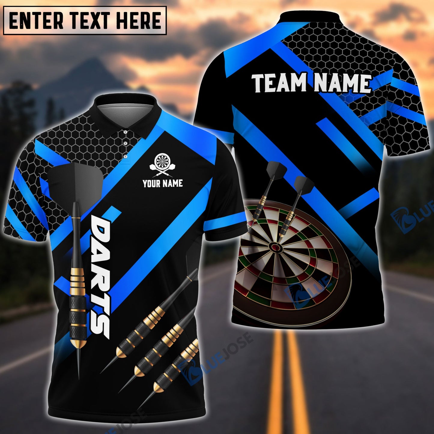 Frenzidea Darts Metalic Style Personalized Name, Team Name 3D Shirt (4 Colors)
