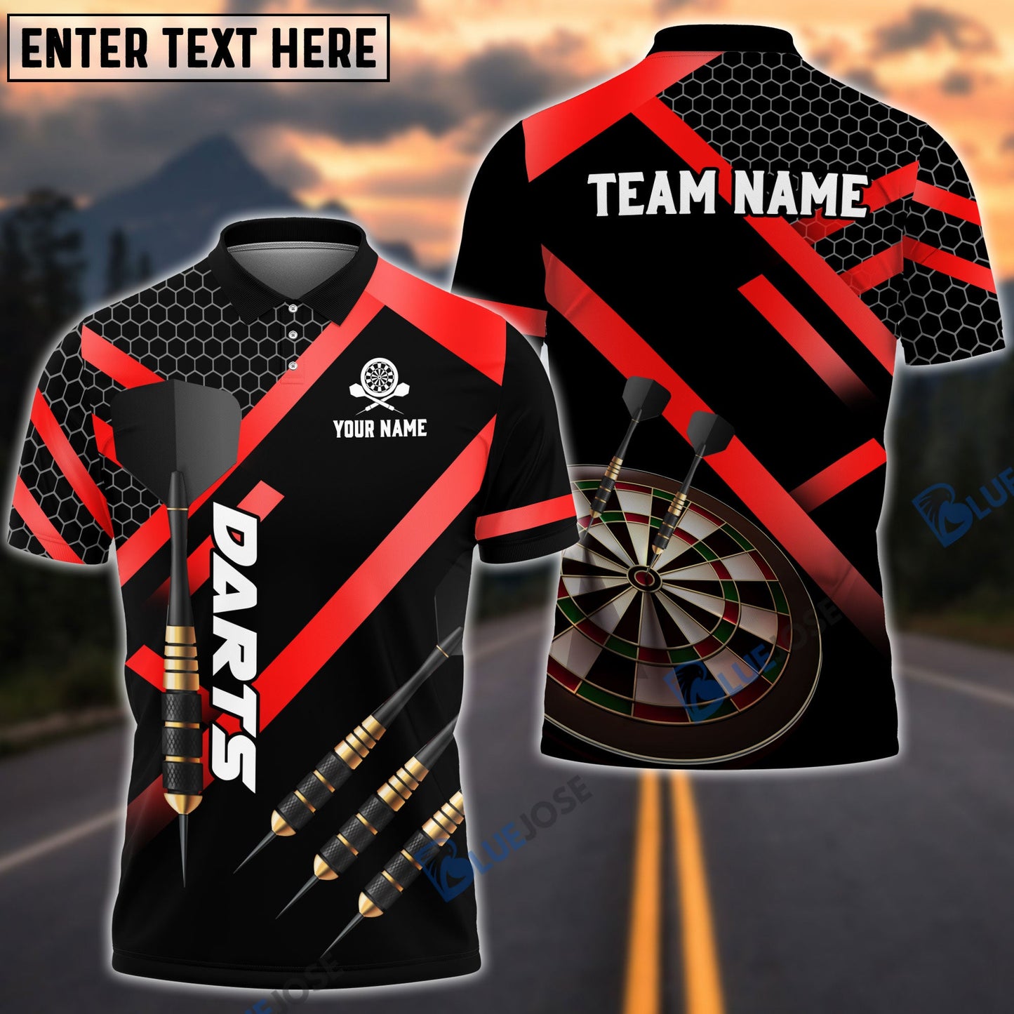 Frenzidea Darts Metalic Style Personalized Name, Team Name 3D Shirt (4 Colors)