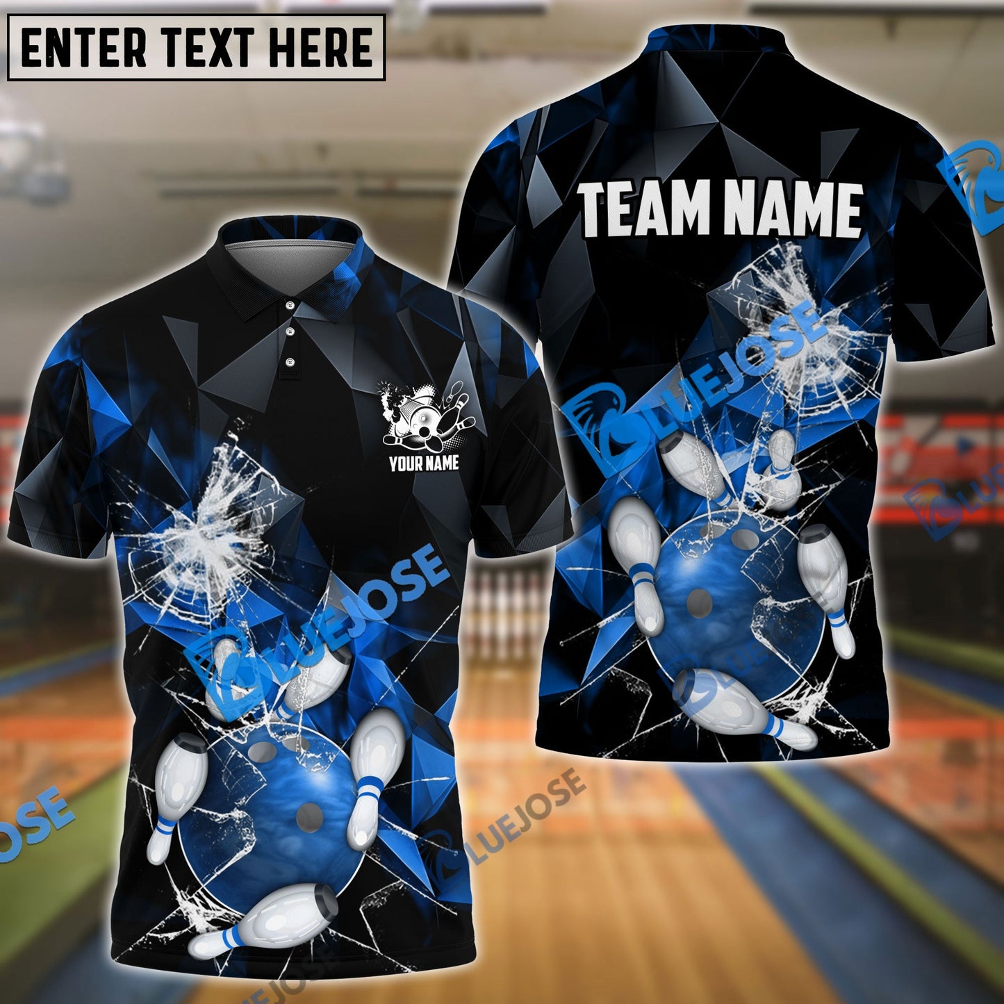 Frenzideas Bowling And Pins Broken Glass Customized Name 3D Shirt ( 6 Colors)