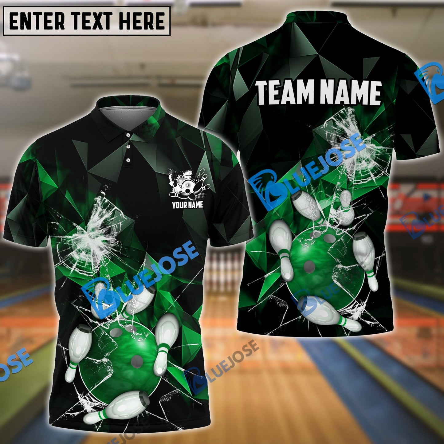 Frenzideas Bowling And Pins Broken Glass Customized Name 3D Shirt ( 6 Colors)