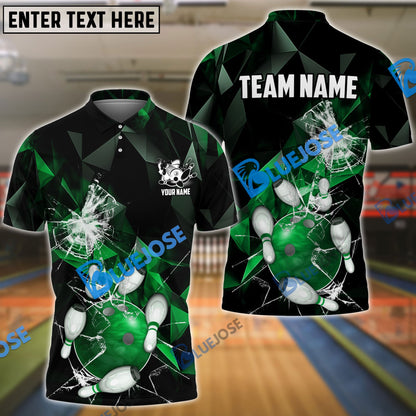 Frenzideas Bowling And Pins Broken Glass Customized Name 3D Shirt ( 6 Colors)
