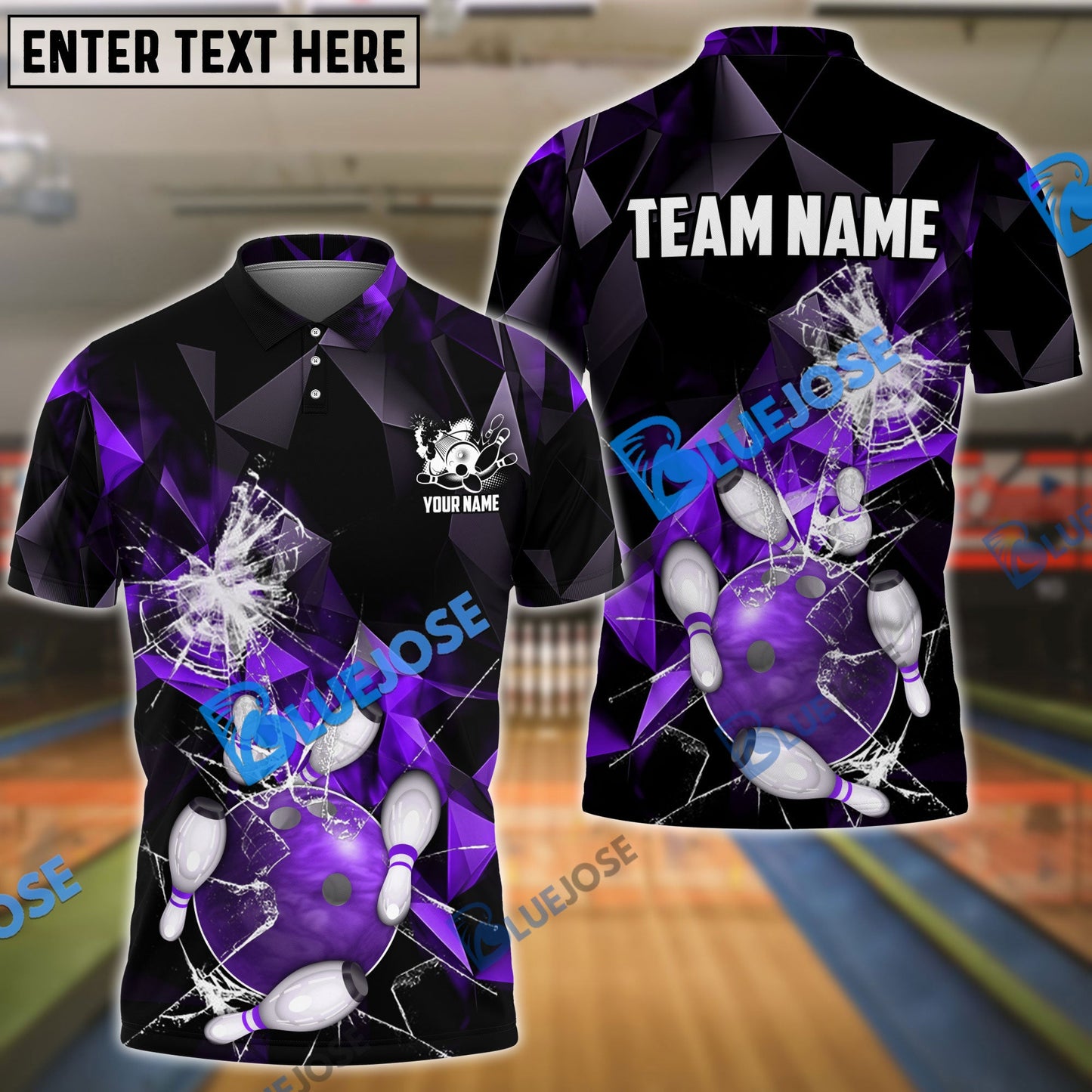 Frenzideas Bowling And Pins Broken Glass Customized Name 3D Shirt ( 6 Colors)