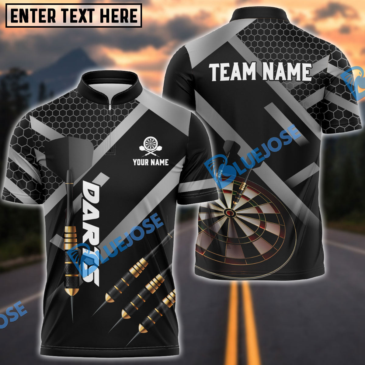 Frenzidea Darts Metalic Style Personalized Name, Team Name 3D Shirt (4 Colors)