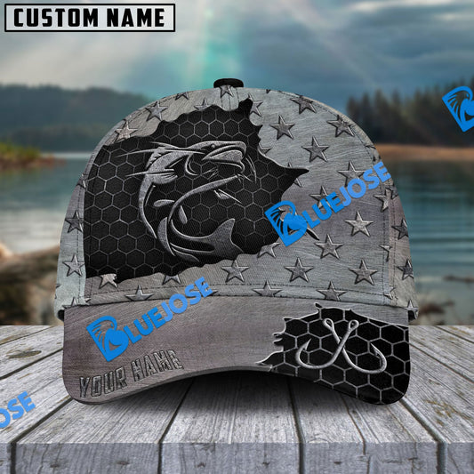 Frenzidea Personalized Catfish Fishing Black Metal Pattern Classic Cap
