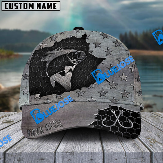 Frenzidea Personalized Crappie Fishing Black Metal Pattern Classic Cap
