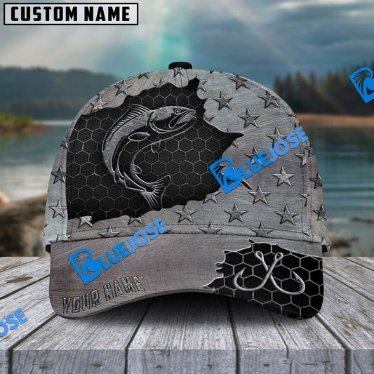 Frenzidea Personalized Salmon Fishing Black Metal Pattern Classic Cap