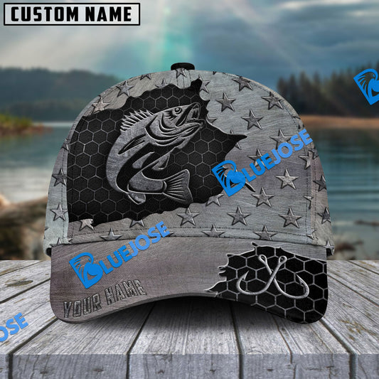 Frenzidea Personalized Walleye Fishing Black Metal Pattern Classic Cap
