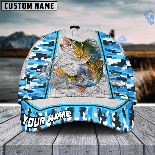 Frenzidea Personalized Walleye Fishing Light Blue Camo Sport Classic Cap