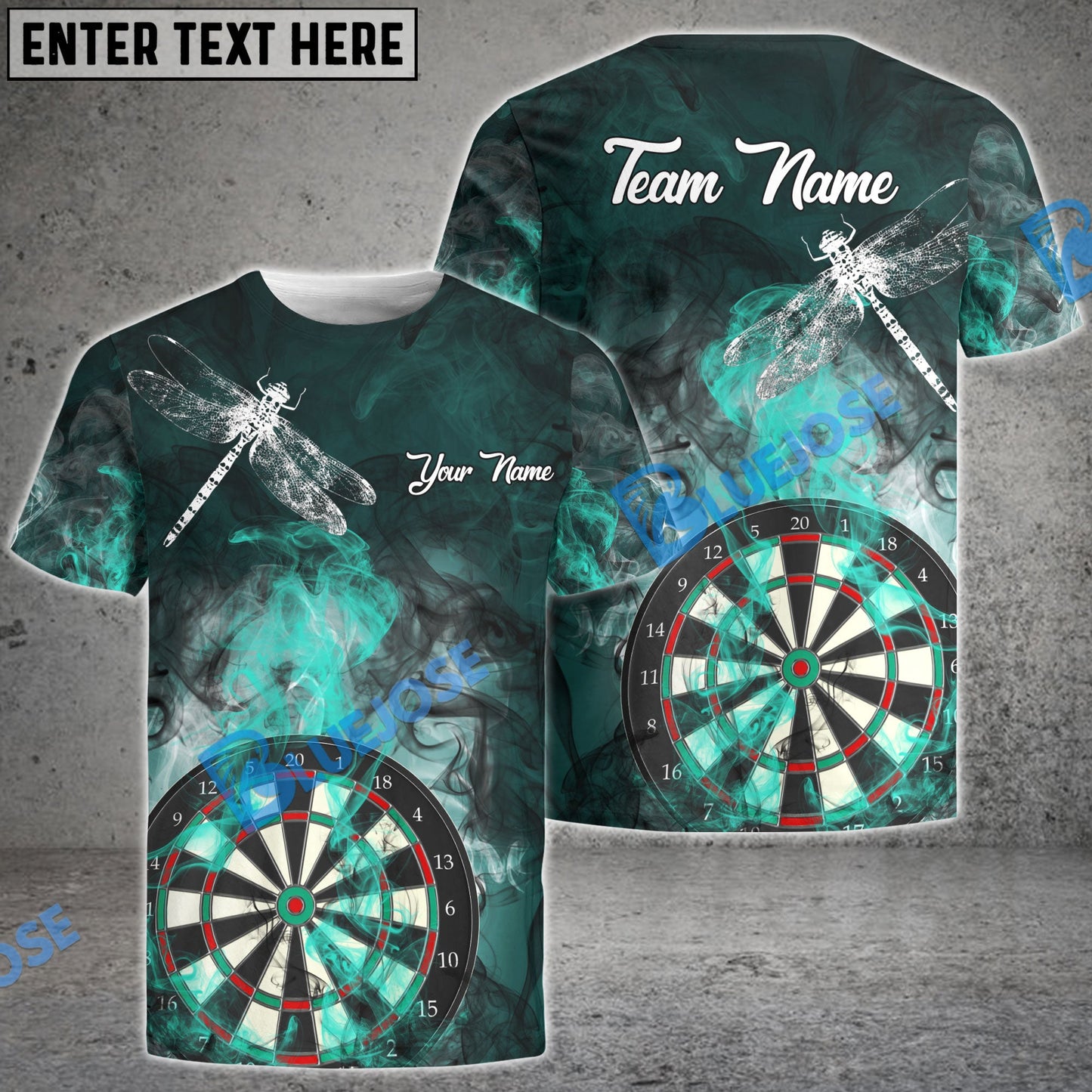 Frenzidea Darts Smoke Dragonfly Personalized Name, Team Name 3D Shirt (4 Colors)
