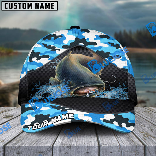 Frenzidea Personalized Catfish Fishing Blue Camo Sport Classic Cap